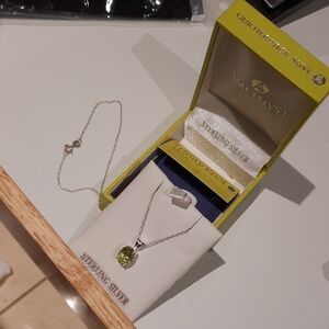 GENUINE CELTIC Solid Sterling Silver Necklace REAL Ouro Verde Oval Pendant 18"🎁